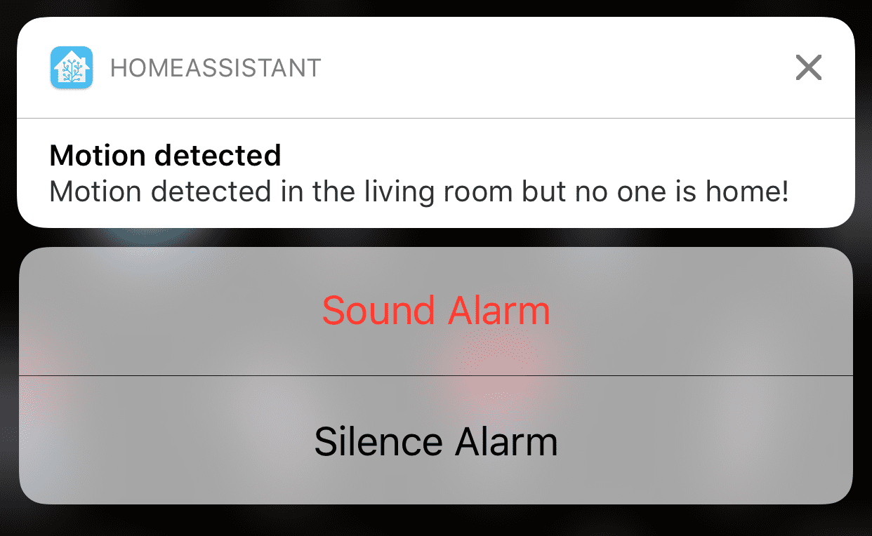 Actionable notifications allow the user to send a command back to Home Assistant.