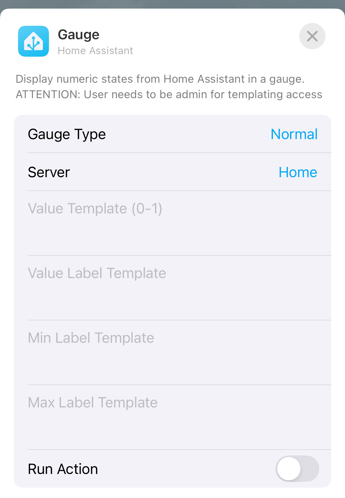 Gauge Widget Configuration