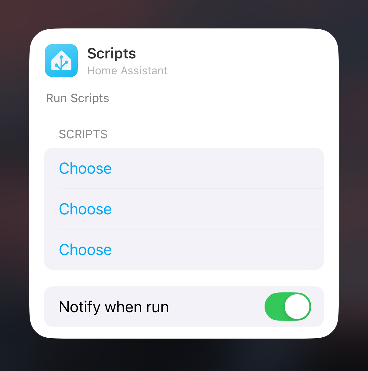 Scripts Widget Configuration